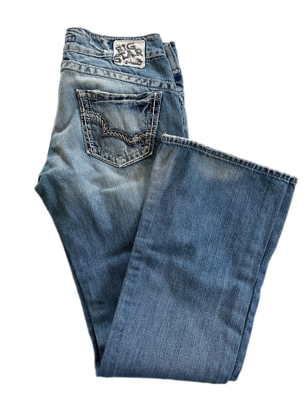 Buckle Vintage Big Star Casey K Light Wash Denim Destructed Bootcut Jeans 28R